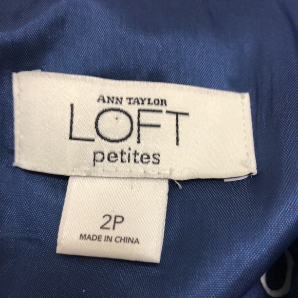 Ann Taylor Loft High Halter Neck Navy Blue with White & Tan Paisley Print Dress - Picture 7 of 7